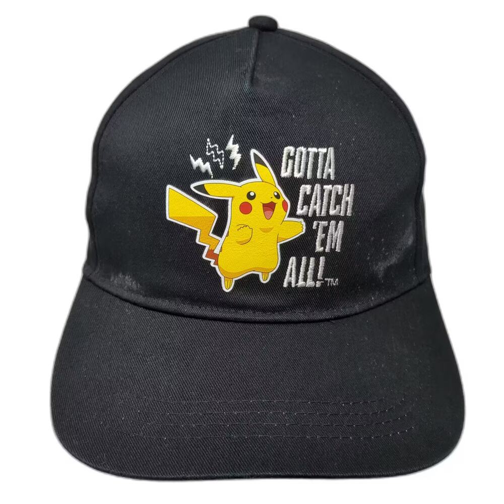 Pokémon Pikachu Gotta Catch 'Em All Black 5 Panel Snapback Hat Embroidered OSFM